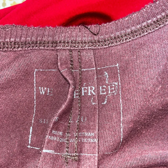 Free People Distressed Mauve Pink Scoop top - Picture 6 of 6